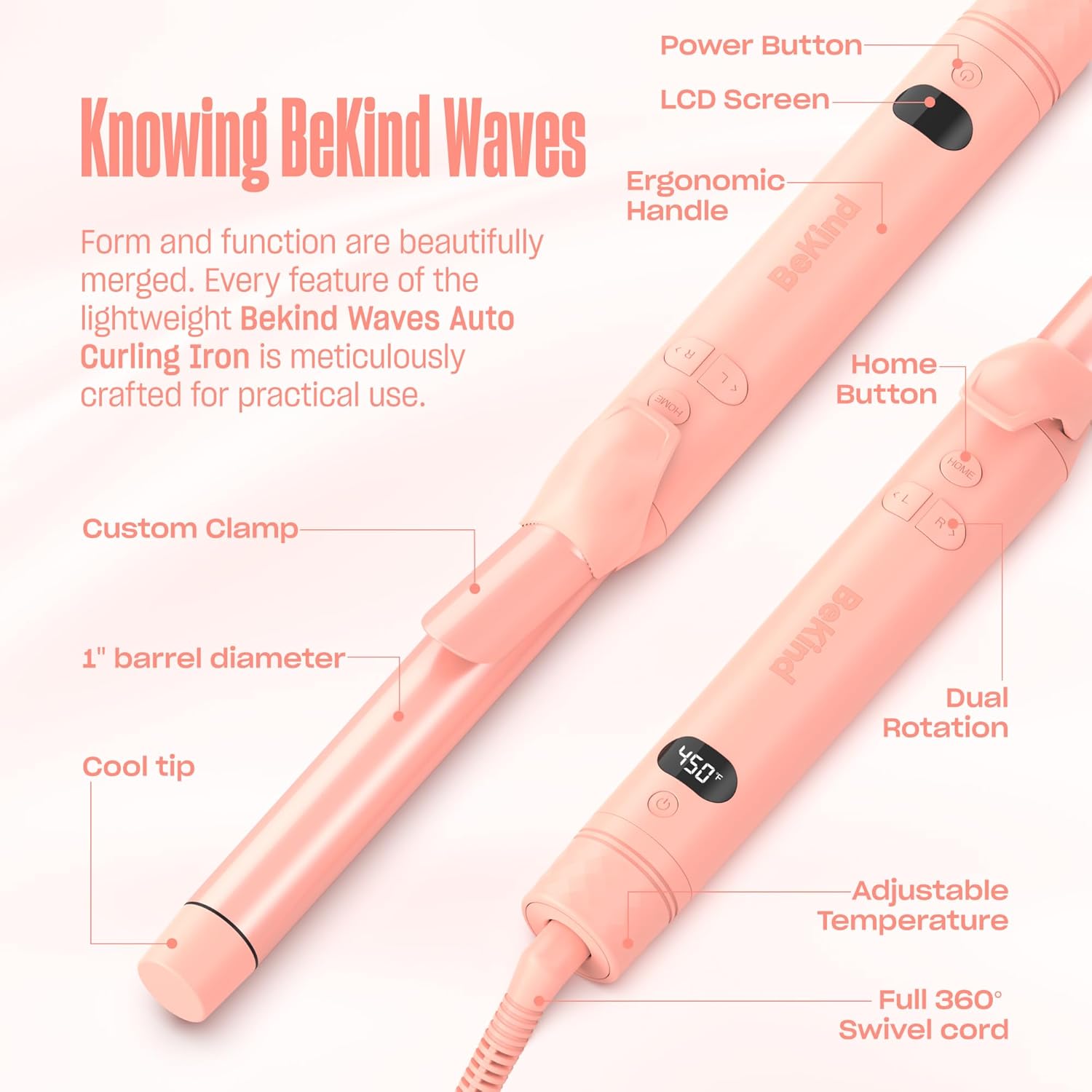 BeKind Waves | 1 Inch Auto Rotating Curling Iron