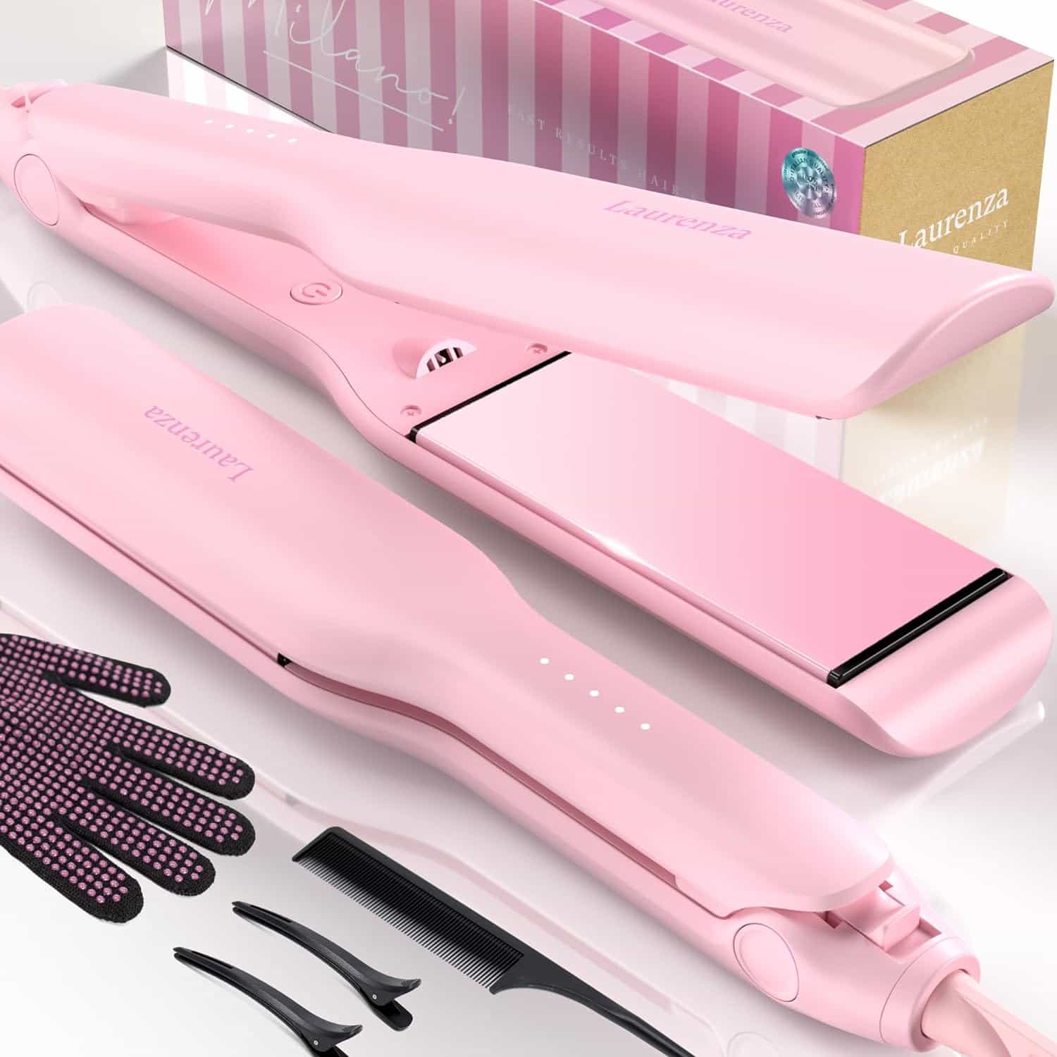 BeKind Laurenza | 2 - in - 1 Hair Straightener & Curler, 8.5" Extra - Large Ceramic Iron with 20M Anions - BeKind - 