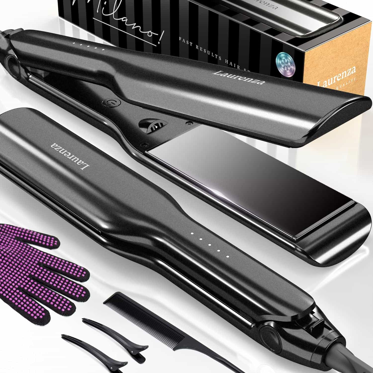 BeKind Laurenza | 2 - in - 1 Hair Straightener & Curler, 8.5" Extra - Large Ceramic Iron with 20M Anions - BeKind - 